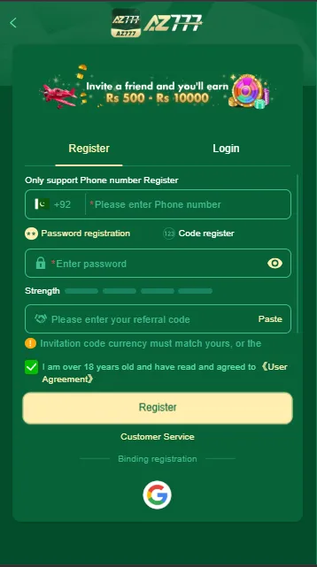 Az777 Game registration process