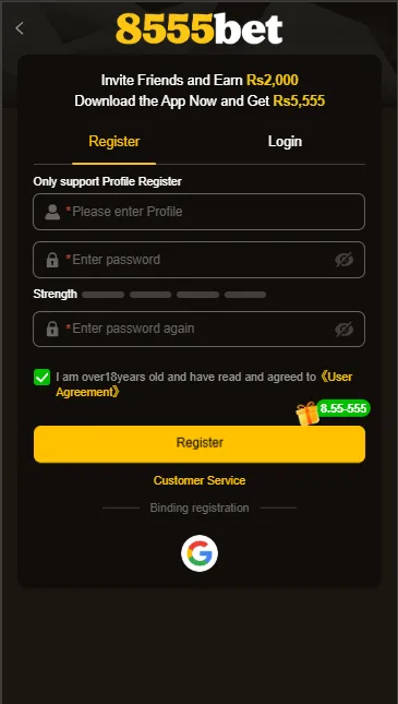8555BET Game Register