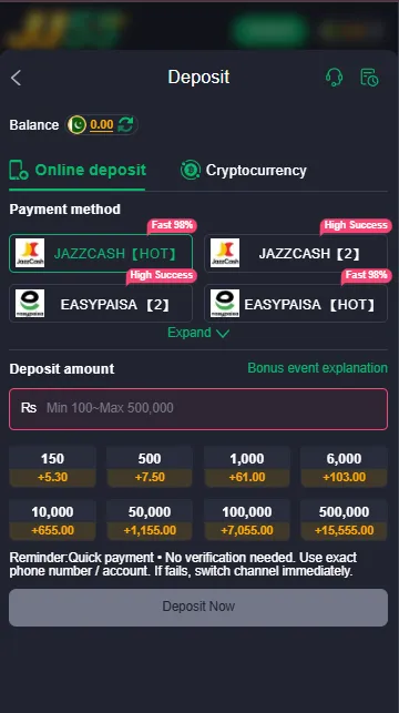 JJ55 Game Deposit