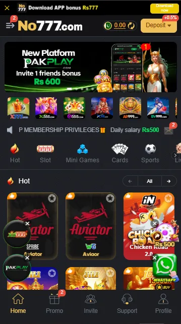 NO777 Game Main Page